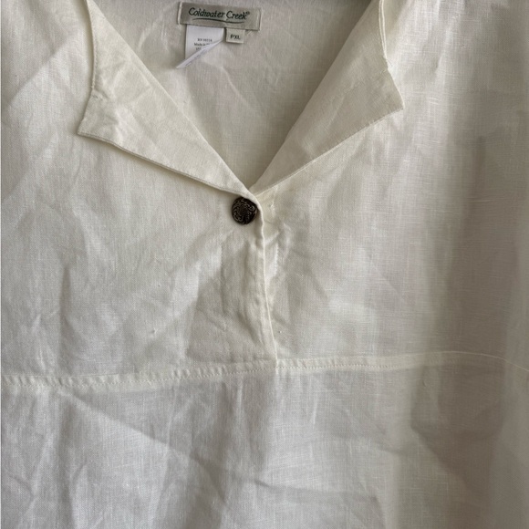Coldwater Creek White Linen Blend Top - Picture 5 of 5